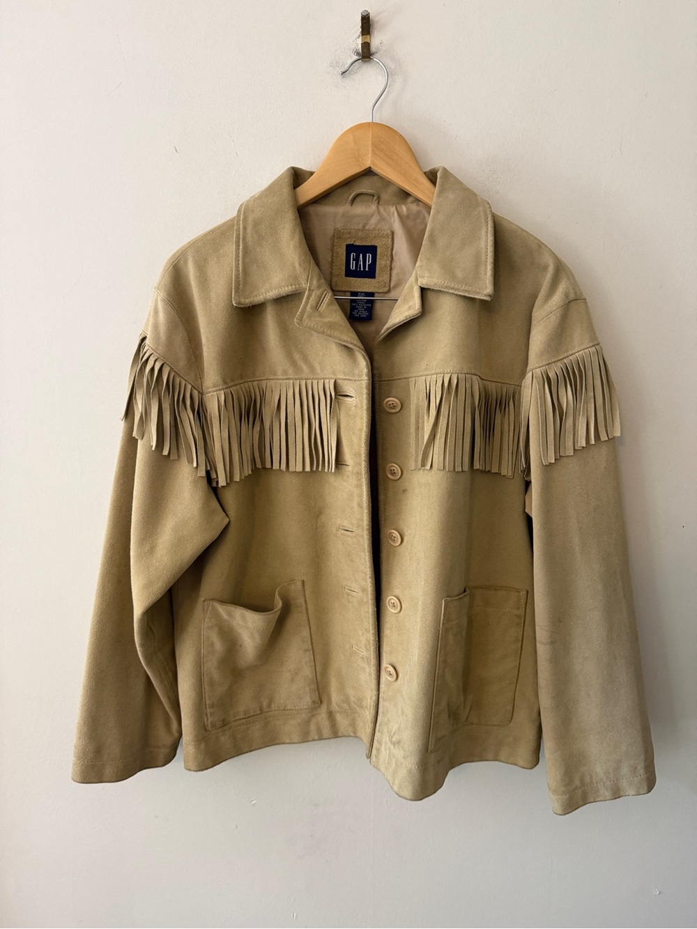 Vintage GAP Suede Fringe Jacket - Tan - Picture 2 of 8